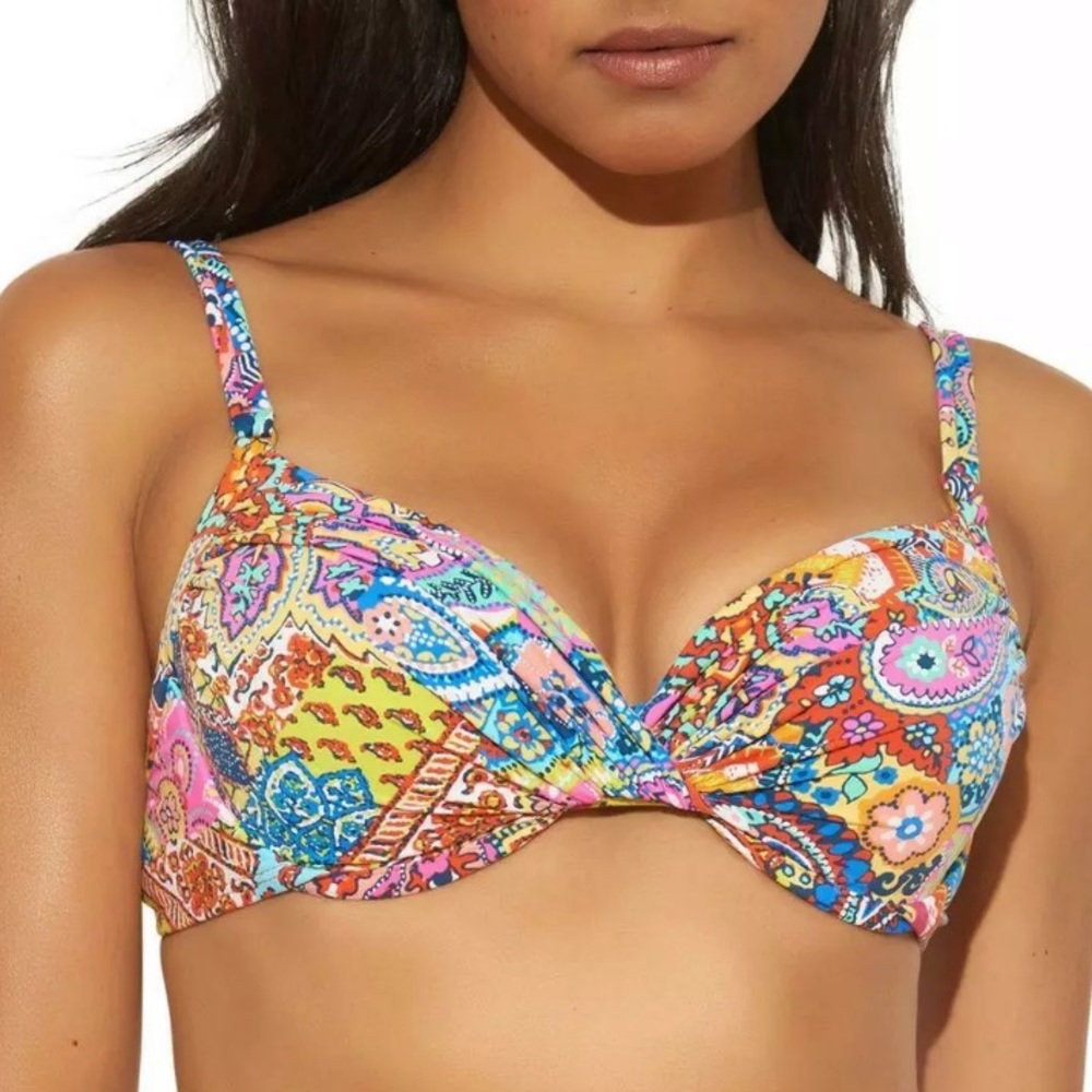 Bleu Rod Beattie Printed Swim  Bikini Top